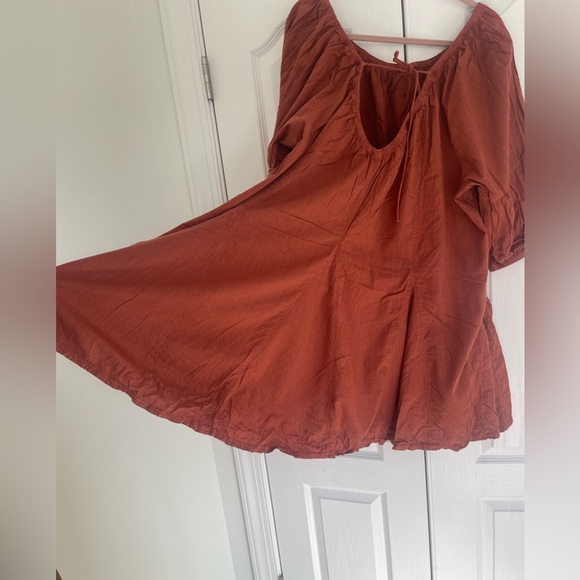 Daily Practice Mollie tunic swing tie-back dress in rust 3X - Picture 8 of 9